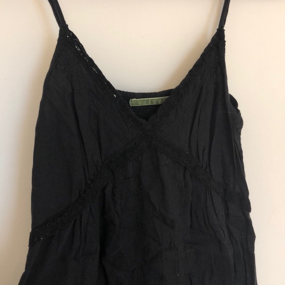 Velvet cotton mini dress with lace trim - Picture 2 of 4